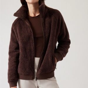 EUC Athleta Tugga II Zip Up Sherpa Jacket in Teddy Mahogany size S
